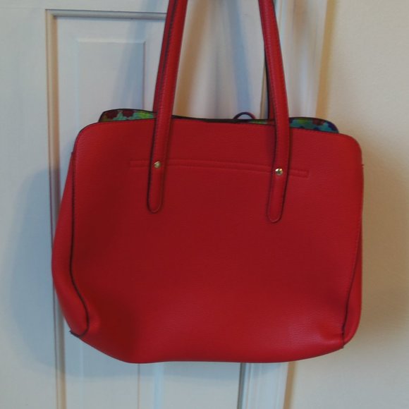Nanette Lepore Arabella Bow Bag Red, faux leather, satchel tote bag - Picture 3 of 12
